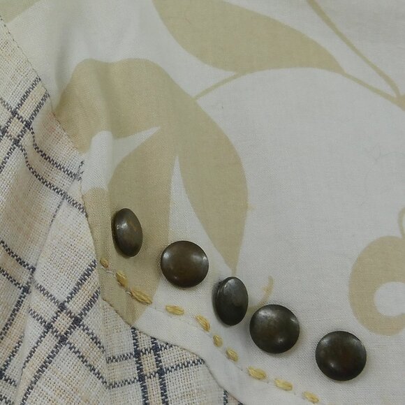 Mesmerize Button Up Shirt Women L Check Western Embroidered Studs 3/4 Sleeve NWT - Picture 7 of 10